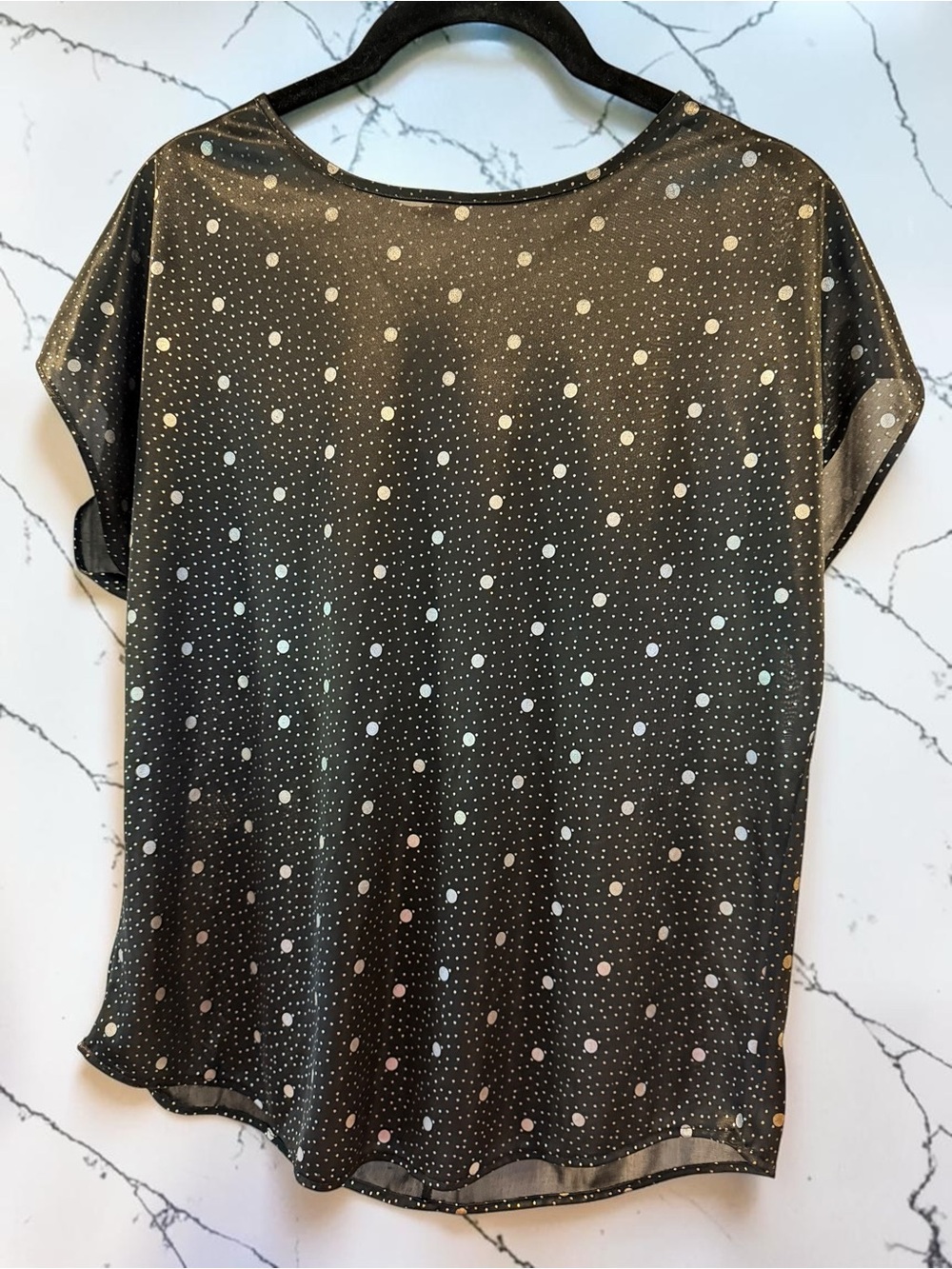 Women's Black Polka Dot Short Sleeve Blouse Bentley - Picture 1 of 10